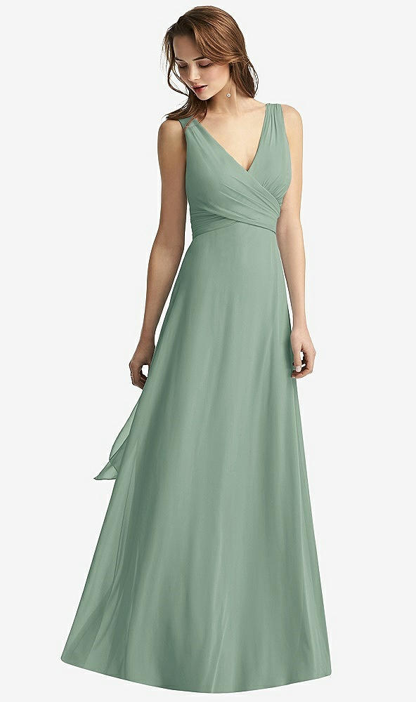 【STYLE: TH012】Sleeveless V-Neck Chiffon Wrap Dress【COLOR: Seagrass】