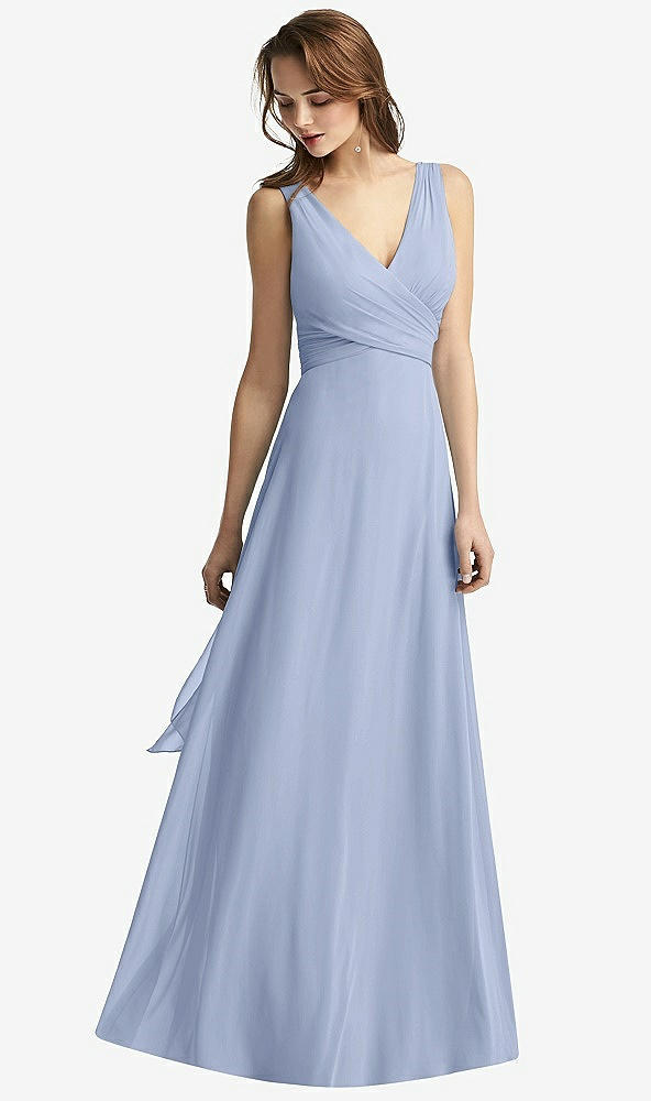 【NEW】【STYLE: TH012】ノースリーブ Vネック シフォン ラップ ドレス【COLOR: Sky Blue】【SIZE: 00-30W】