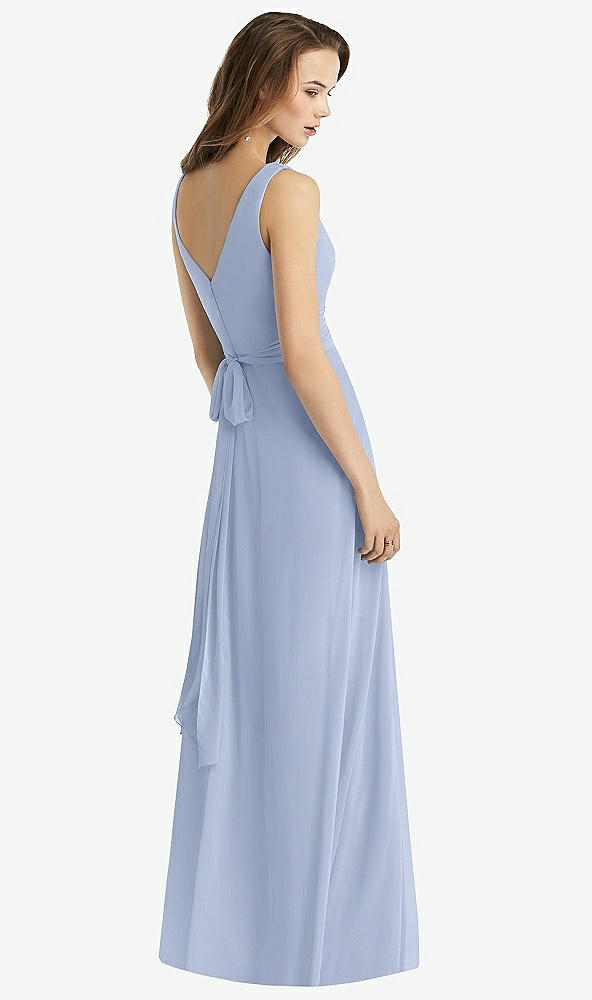 【NEW】【STYLE: TH012】ノースリーブ Vネック シフォン ラップ ドレス【COLOR: Sky Blue】【SIZE: 00-30W】