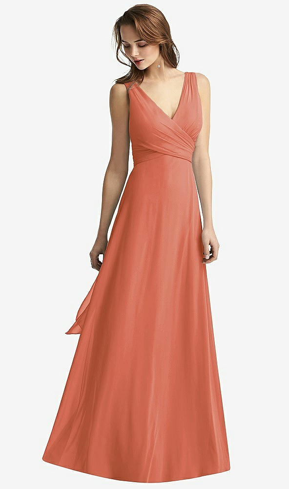【STYLE: TH012】Sleeveless V-Neck Chiffon Wrap Dress【COLOR: Terracotta Copper】