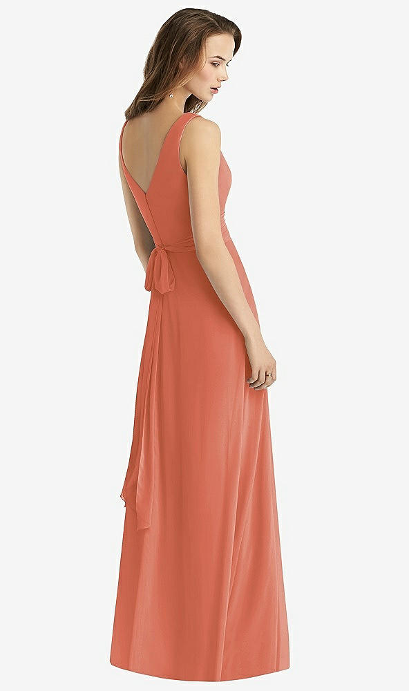 【STYLE: TH012】Sleeveless V-Neck Chiffon Wrap Dress【COLOR: Terracotta Copper】