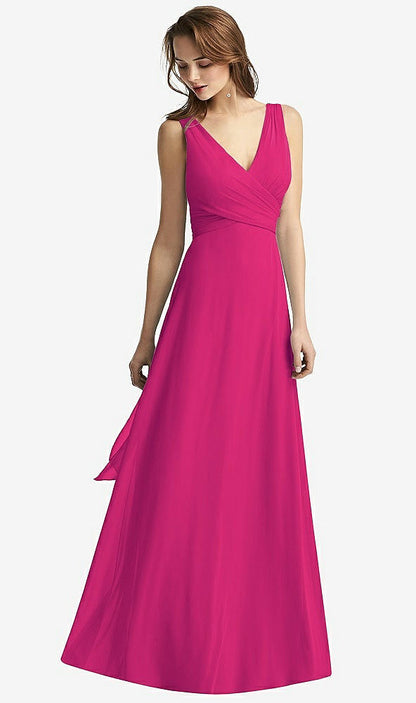 【NEW】【STYLE: TH012】ノースリーブ Vネック シフォン ラップ ドレス【COLOR: Think Pink】【SIZE: 00-30W】