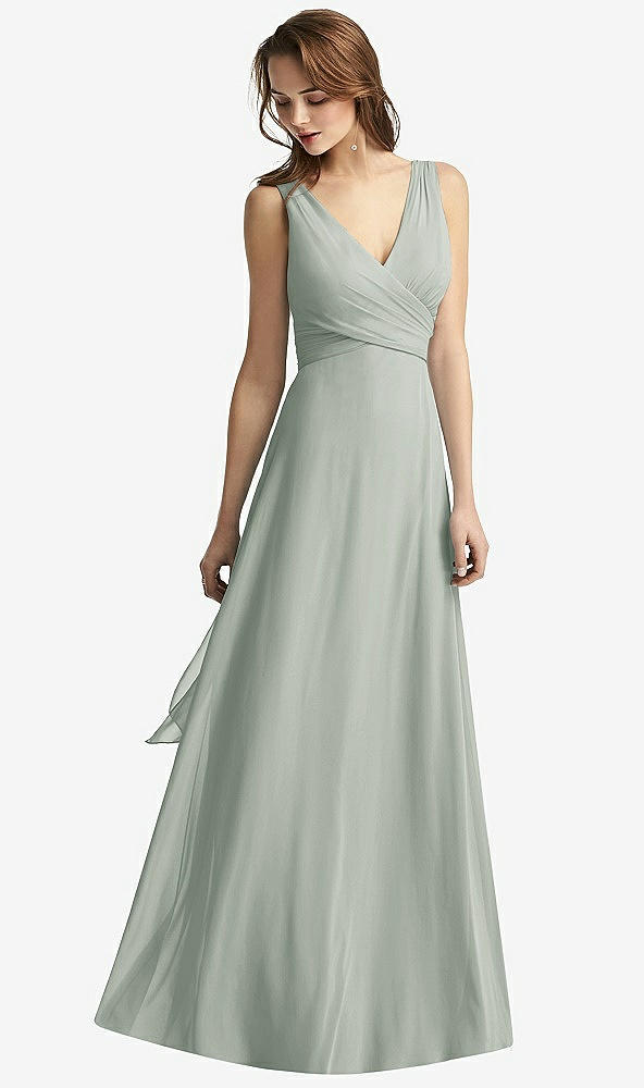 【STYLE: TH012】Sleeveless V-Neck Chiffon Wrap Dress【COLOR: Willow Green】