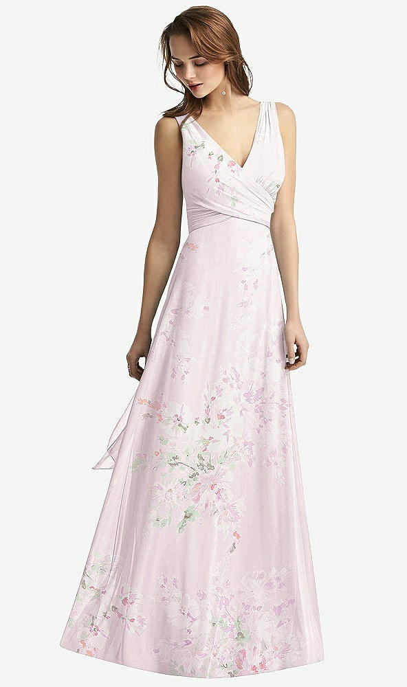 【STYLE: TH012】Sleeveless V-Neck Chiffon Wrap Dress【COLOR: Watercolor Print】