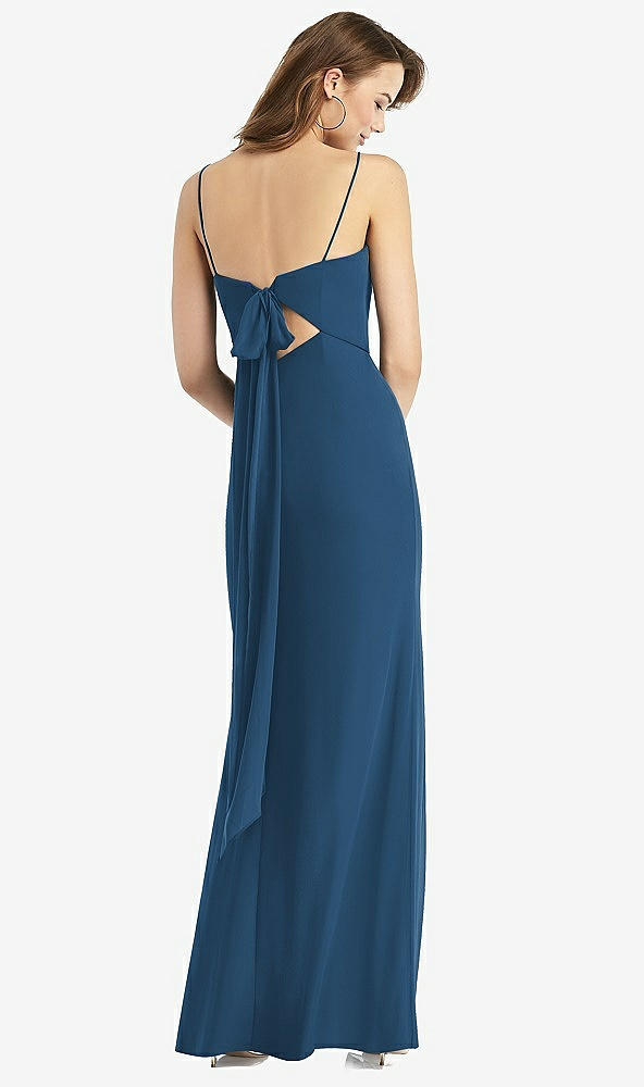 【STYLE: TH013】Tie-Back Cutout Trumpet Gown with Front Slit【COLOR: Dusk Blue】