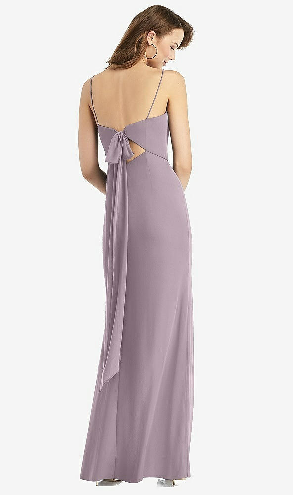 【NEW】【STYLE: TH013】ネクタイバック カットアウト トランペット ガウン 前面 スリット【COLOR: Lilac Dusk】【SIZE: 00-30W】