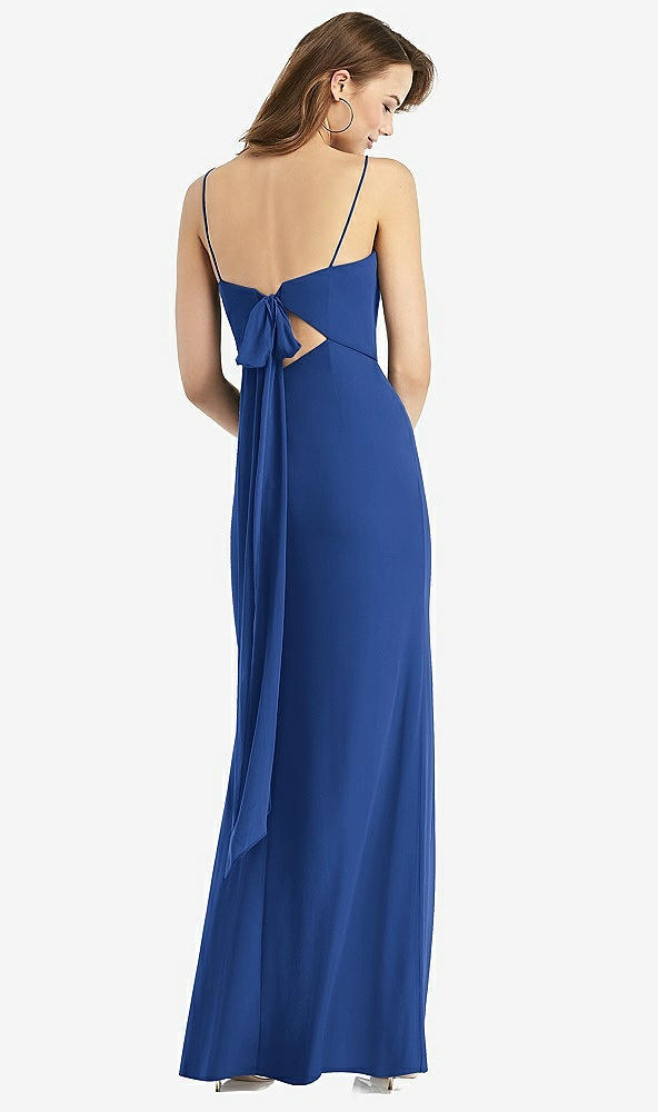 【STYLE: TH013】Tie-Back Cutout Trumpet Gown with Front Slit【COLOR: Classic Blue】