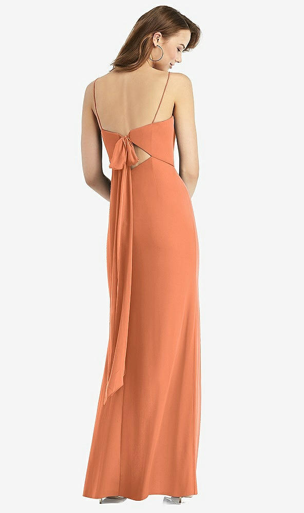 【STYLE: TH013】Tie-Back Cutout Trumpet Gown with Front Slit【COLOR: Sweet Melon】