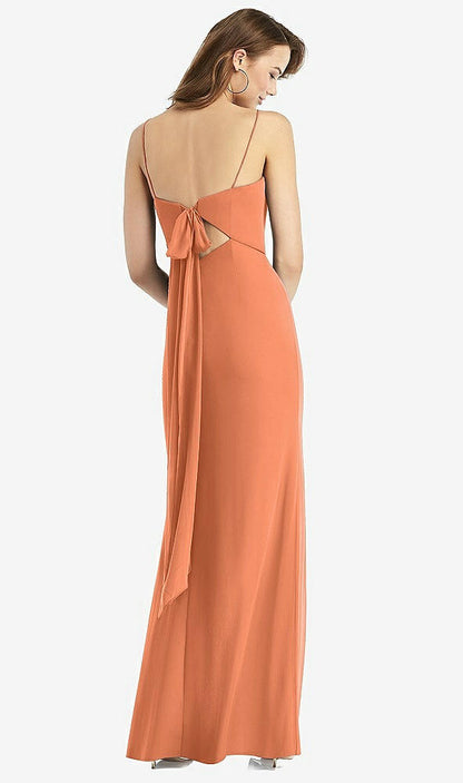 【STYLE: TH013】Tie-Back Cutout Trumpet Gown with Front Slit【COLOR: Sweet Melon】
