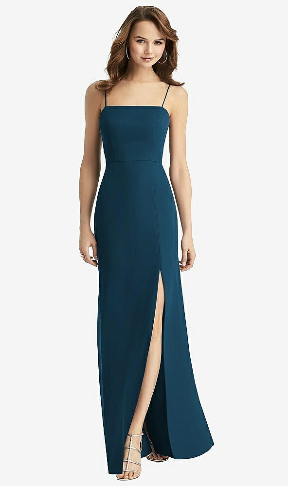 【STYLE: TH013】Tie-Back Cutout Trumpet Gown with Front Slit【COLOR: Atlantic Blue】