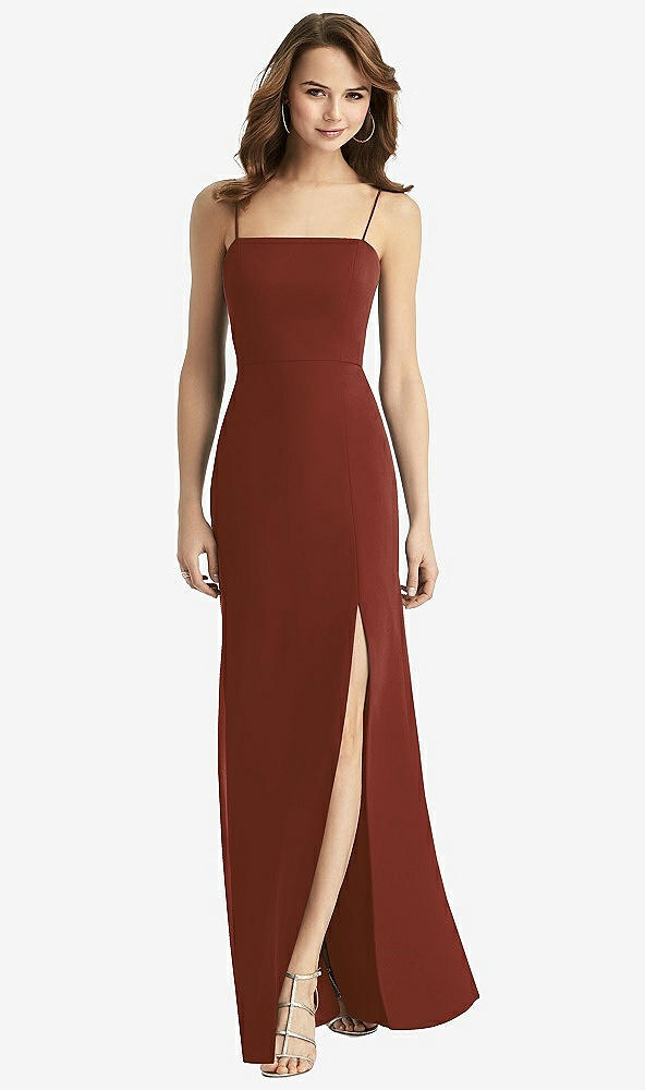 【STYLE: TH013】Tie-Back Cutout Trumpet Gown with Front Slit【COLOR: Auburn Moon】