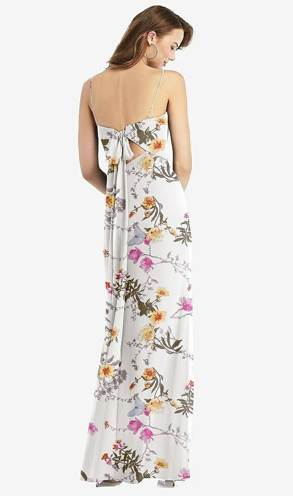 【STYLE: TH013】Tie-Back Cutout Trumpet Gown with Front Slit【COLOR: Butterfly Botanica Ivory】