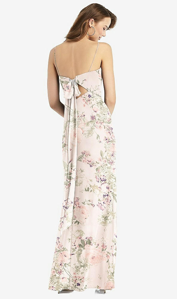 【STYLE: TH013】Tie-Back Cutout Trumpet Gown with Front Slit【COLOR: Blush Garden】