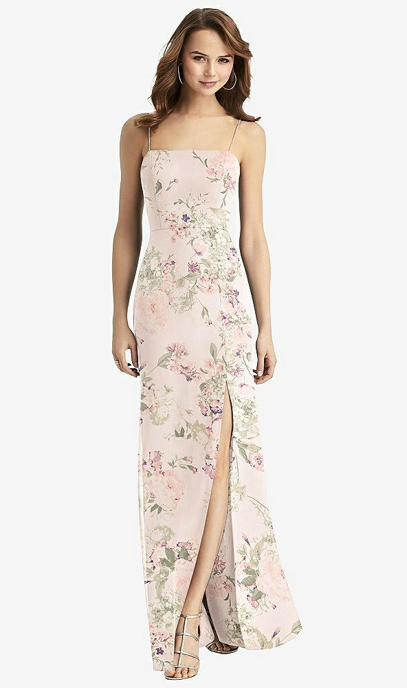 【STYLE: TH013】Tie-Back Cutout Trumpet Gown with Front Slit【COLOR: Blush Garden】