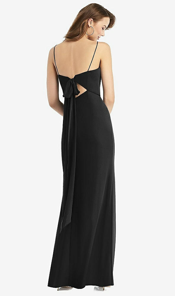【STYLE: TH013】Tie-Back Cutout Trumpet Gown with Front Slit【COLOR: Black】