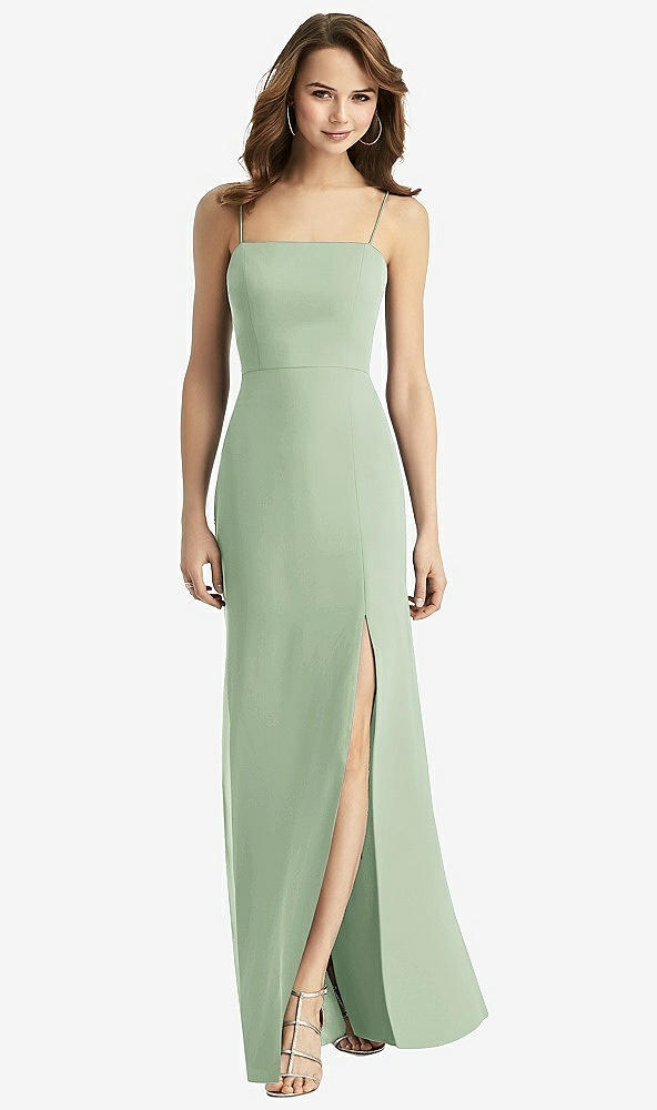 【STYLE: TH013】Tie-Back Cutout Trumpet Gown with Front Slit【COLOR: Celadon】