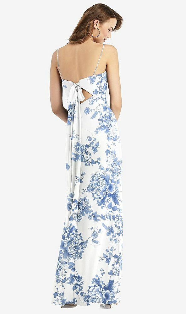 【STYLE: TH013】Tie-Back Cutout Trumpet Gown with Front Slit【COLOR: Cottage Rose Dusk Blue】