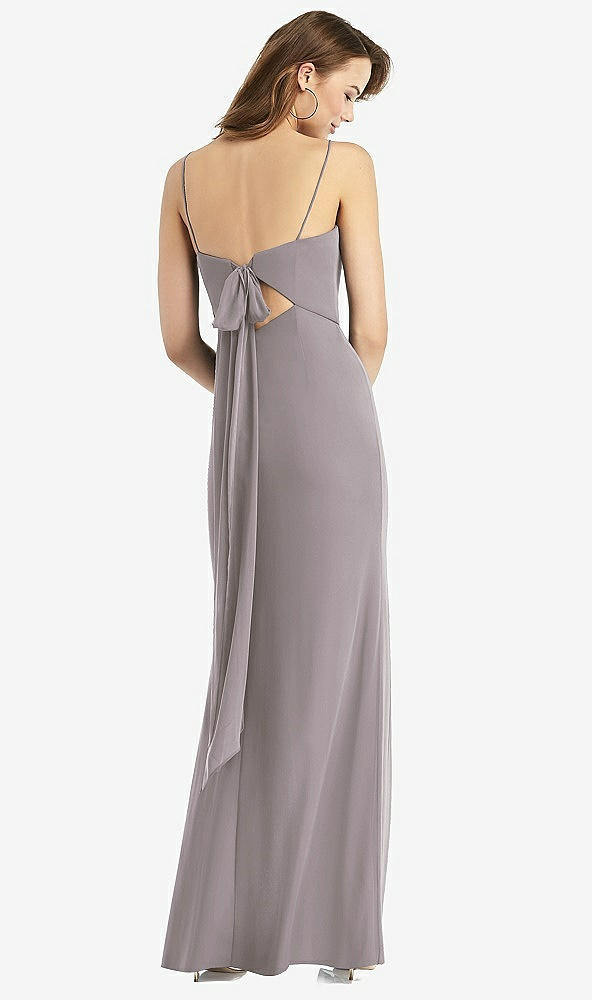 【STYLE: TH013】Tie-Back Cutout Trumpet Gown with Front Slit【COLOR: Cashmere Gray】