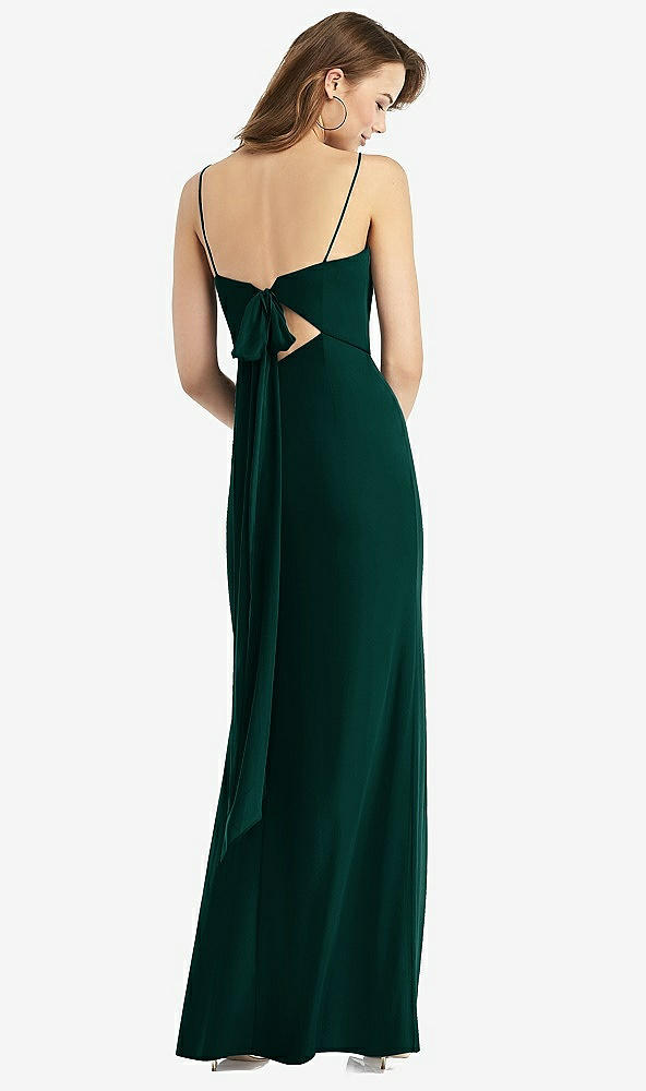 【STYLE: TH013】Tie-Back Cutout Trumpet Gown with Front Slit【COLOR: Evergreen】