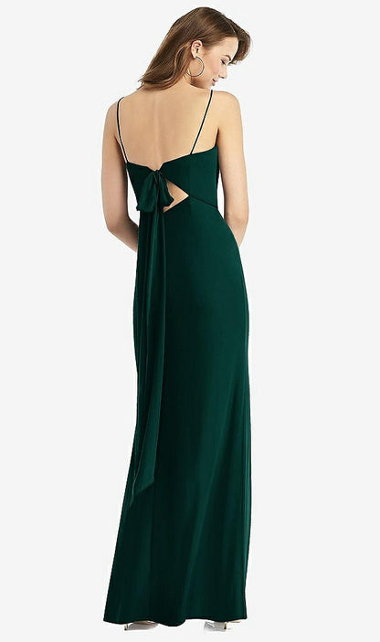 【STYLE: TH013】Tie-Back Cutout Trumpet Gown with Front Slit【COLOR: Evergreen】