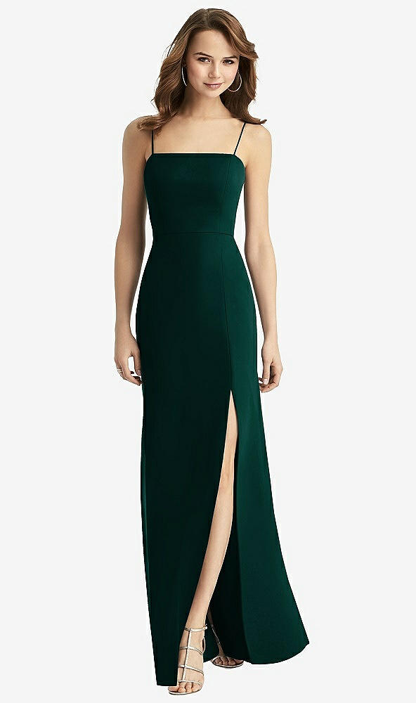 【STYLE: TH013】Tie-Back Cutout Trumpet Gown with Front Slit【COLOR: Evergreen】