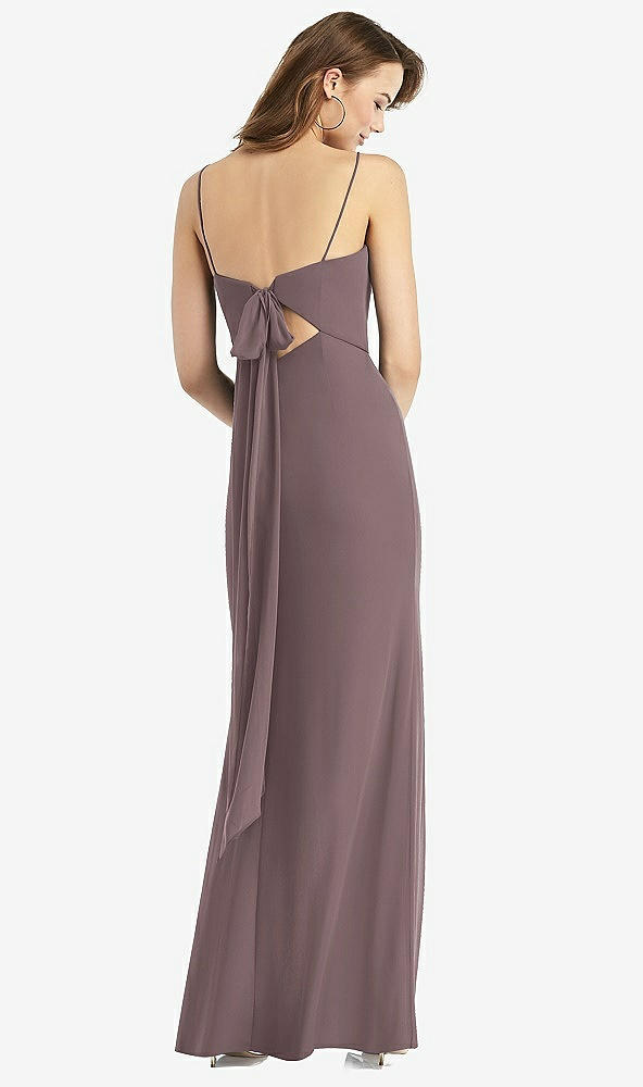 【STYLE: TH013】Tie-Back Cutout Trumpet Gown with Front Slit【COLOR: French Truffle】