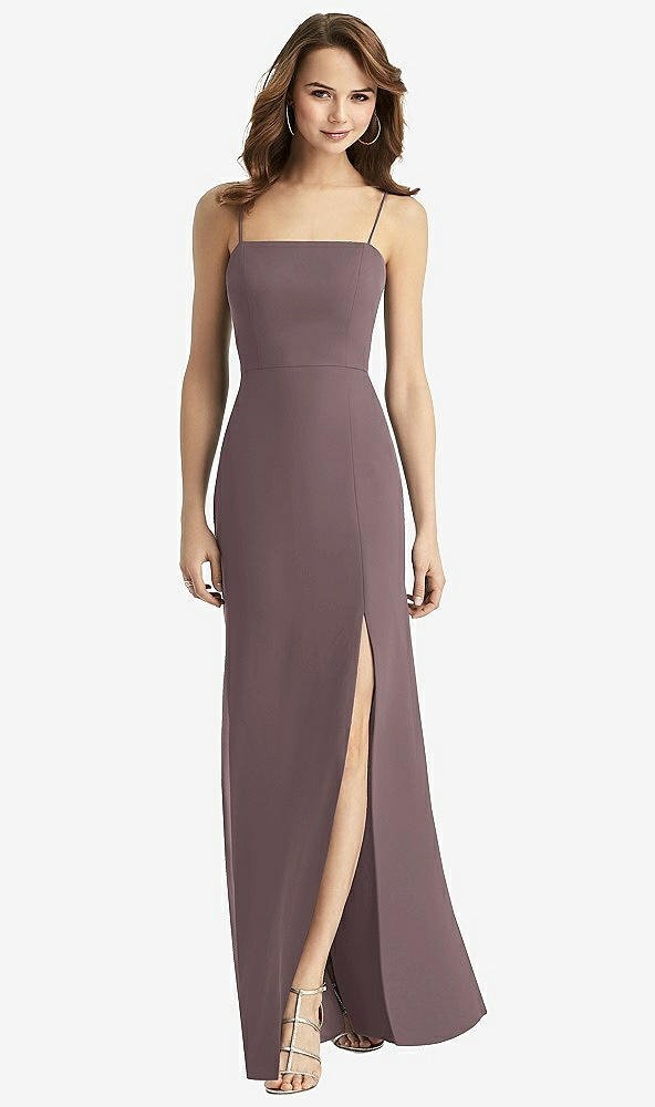 【STYLE: TH013】Tie-Back Cutout Trumpet Gown with Front Slit【COLOR: French Truffle】