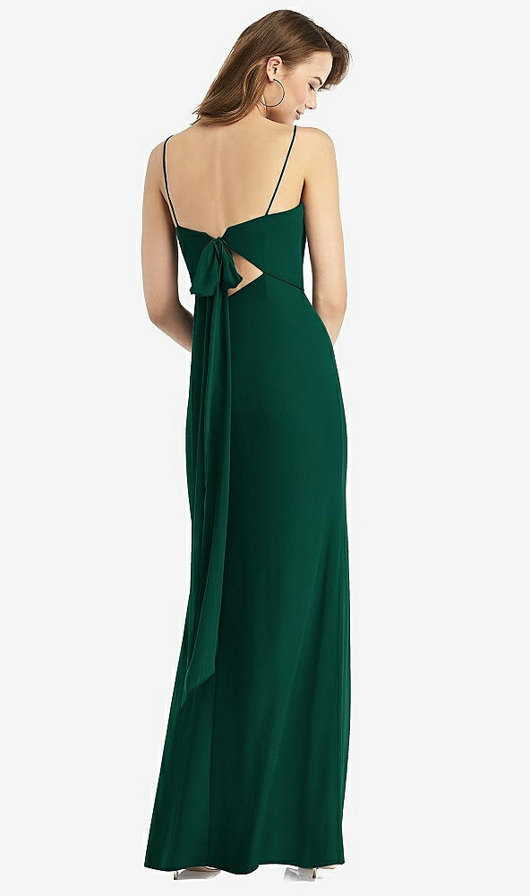 【STYLE: TH013】Tie-Back Cutout Trumpet Gown with Front Slit【COLOR: Hunter Green】