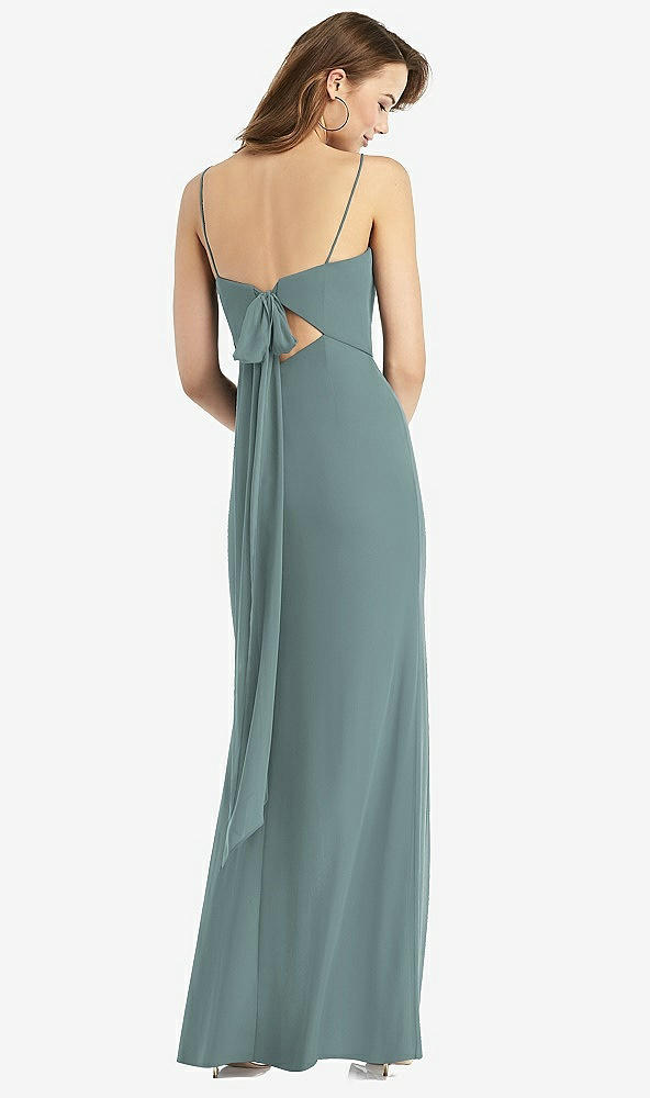 【STYLE: TH013】Tie-Back Cutout Trumpet Gown with Front Slit【COLOR: Icelandic】