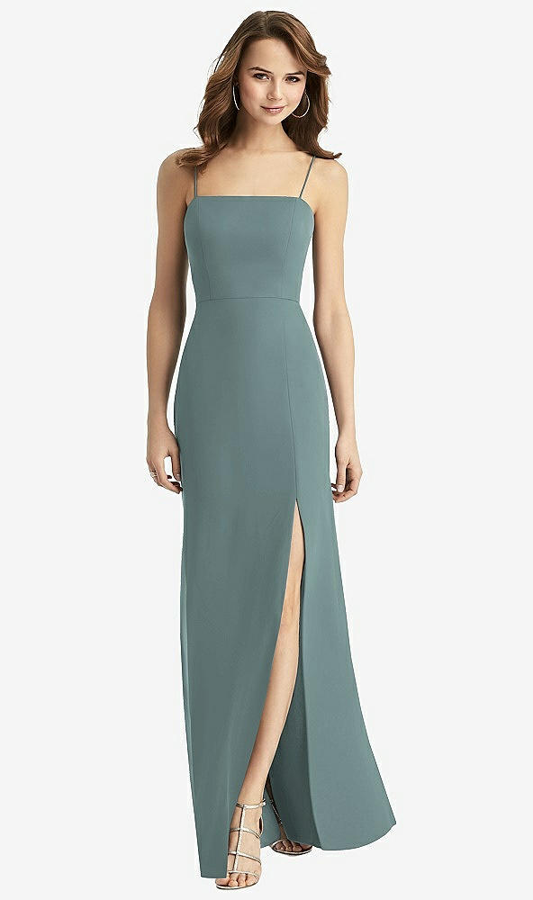 【STYLE: TH013】Tie-Back Cutout Trumpet Gown with Front Slit【COLOR: Icelandic】
