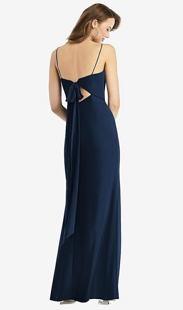 【STYLE: TH013】Tie-Back Cutout Trumpet Gown with Front Slit【COLOR: Midnight Navy】