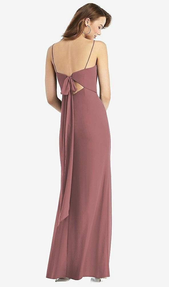 【STYLE: TH013】Tie-Back Cutout Trumpet Gown with Front Slit【COLOR: Rosewood】