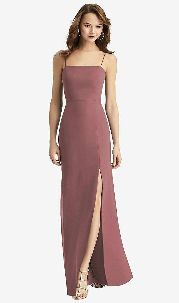 【STYLE: TH013】Tie-Back Cutout Trumpet Gown with Front Slit【COLOR: Rosewood】