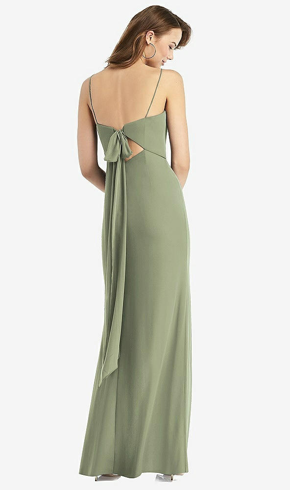 【STYLE: TH013】Tie-Back Cutout Trumpet Gown with Front Slit【COLOR: Sage】