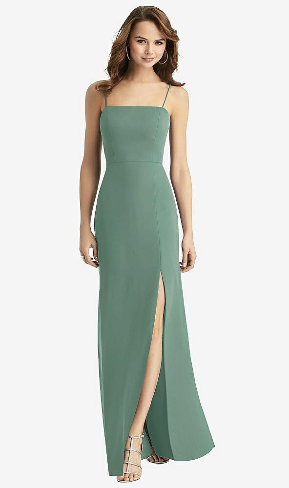 【STYLE: TH013】Tie-Back Cutout Trumpet Gown with Front Slit【COLOR: Seagrass】
