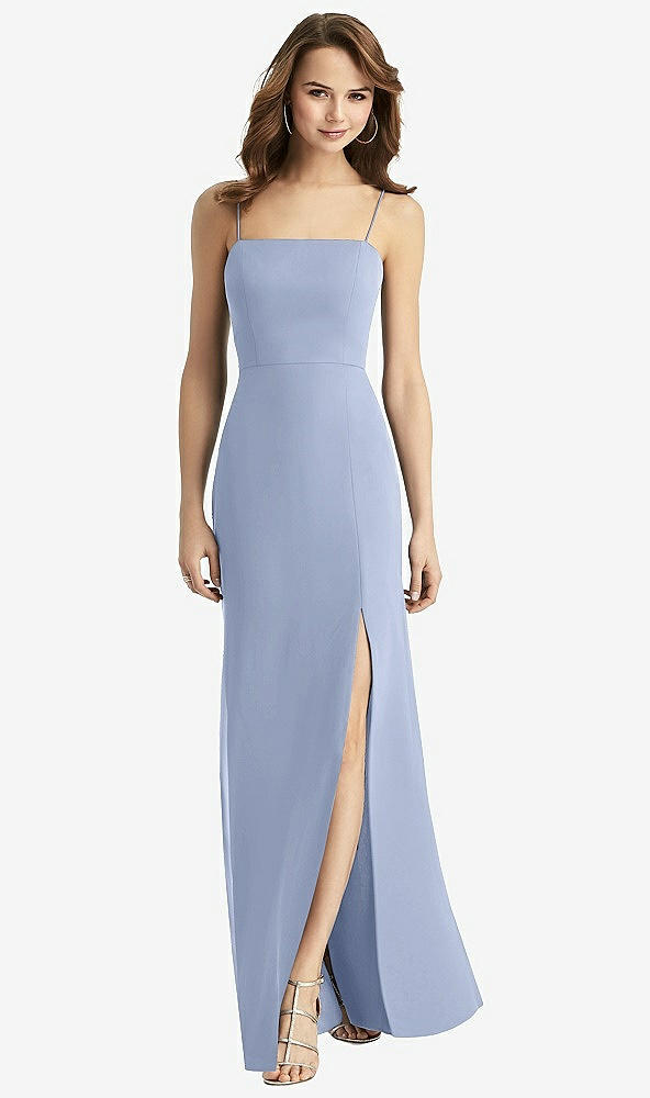 【STYLE: TH013】Tie-Back Cutout Trumpet Gown with Front Slit【COLOR: Sky Blue】
