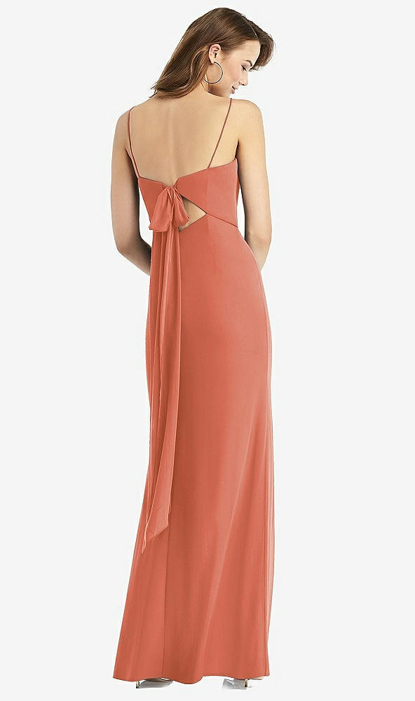 【STYLE: TH013】Tie-Back Cutout Trumpet Gown with Front Slit【COLOR: Terracotta Copper】