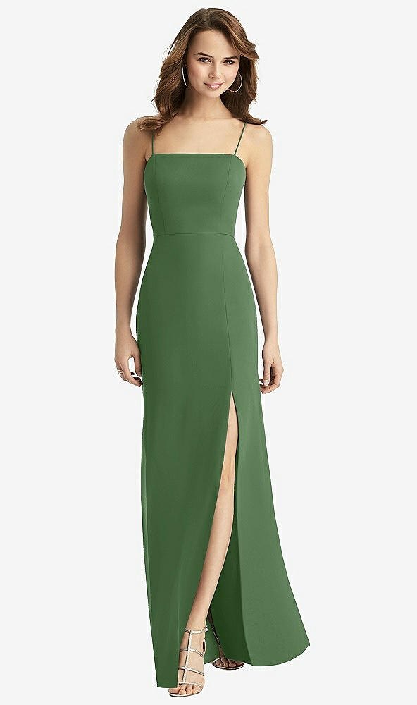 【STYLE: TH013】Tie-Back Cutout Trumpet Gown with Front Slit【COLOR: Vineyard Green】