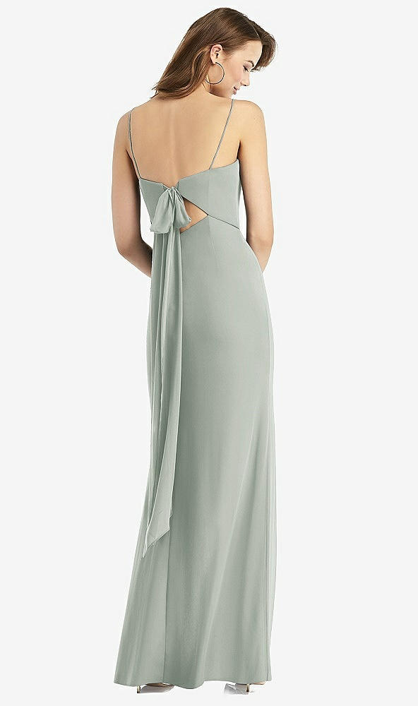 【STYLE: TH013】Tie-Back Cutout Trumpet Gown with Front Slit【COLOR: Willow Green】
