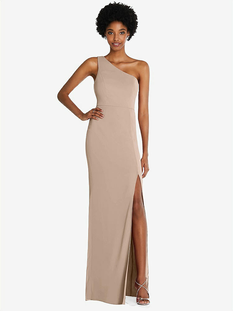 【STYLE: TH014】One-Shoulder Chiffon Trumpet Gown【COLOR: Topaz】