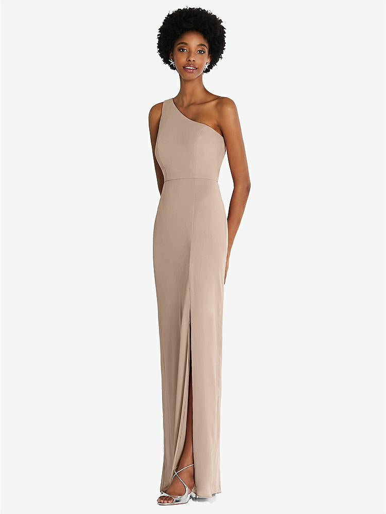【STYLE: TH014】One-Shoulder Chiffon Trumpet Gown【COLOR: Topaz】