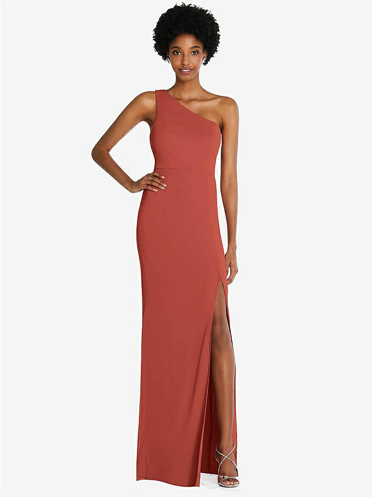 【STYLE: TH014】One-Shoulder Chiffon Trumpet Gown【COLOR: Amber Sunset】