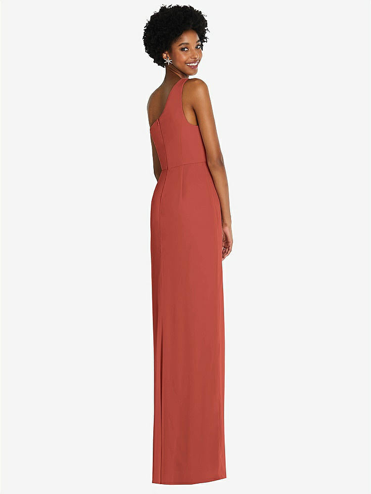 【STYLE: TH014】One-Shoulder Chiffon Trumpet Gown【COLOR: Amber Sunset】