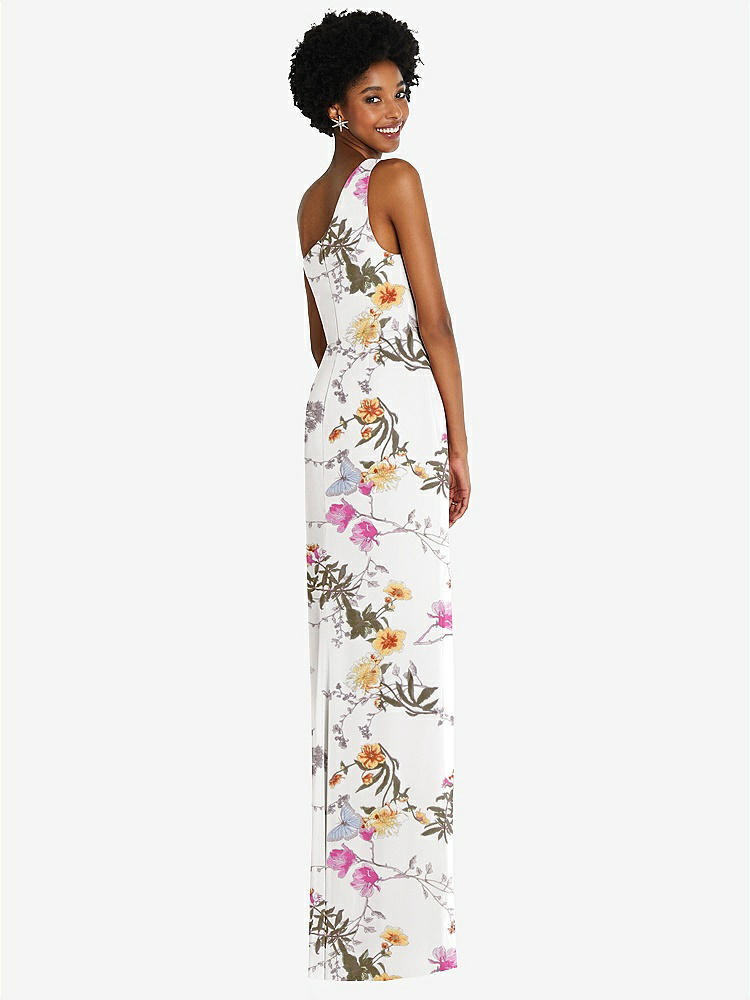 【STYLE: TH014】One-Shoulder Chiffon Trumpet Gown【COLOR: Butterfly Botanica Ivory】