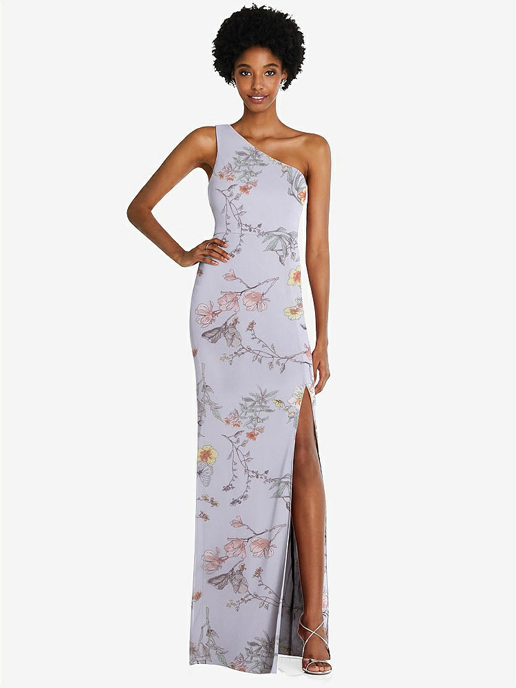 【STYLE: TH014】One-Shoulder Chiffon Trumpet Gown【COLOR: Butterfly Botanica Silver Dove】