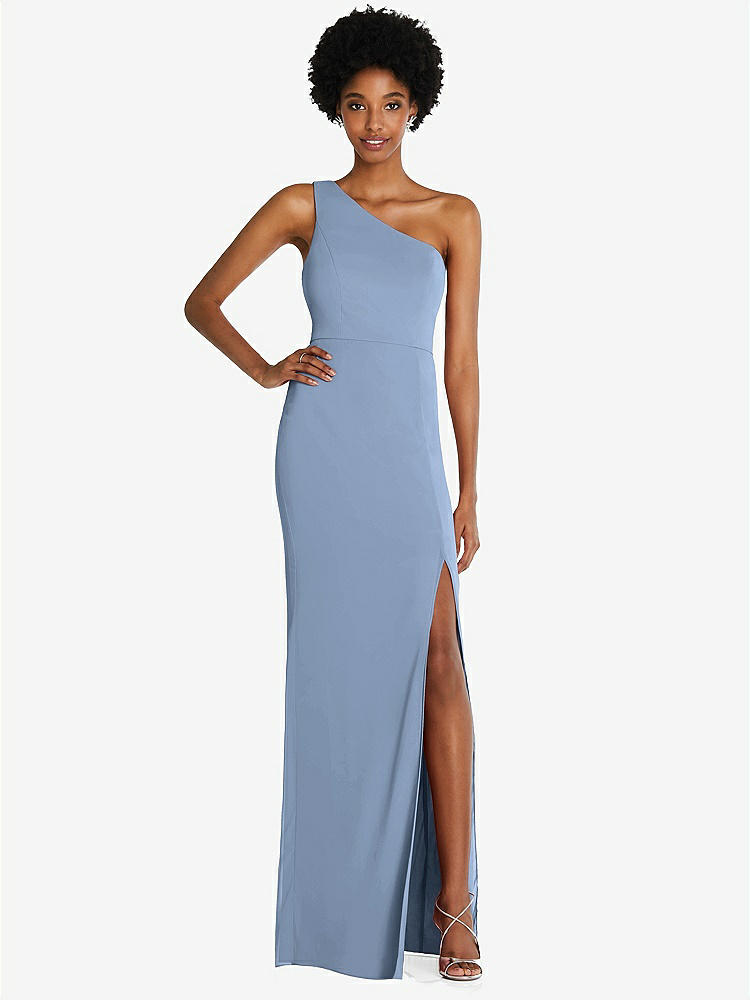 【STYLE: TH014】One-Shoulder Chiffon Trumpet Gown【COLOR: Cloudy】