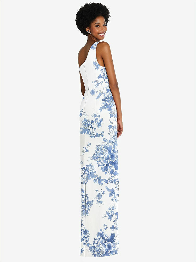 【STYLE: TH014】One-Shoulder Chiffon Trumpet Gown【COLOR: Cottage Rose Dusk Blue】