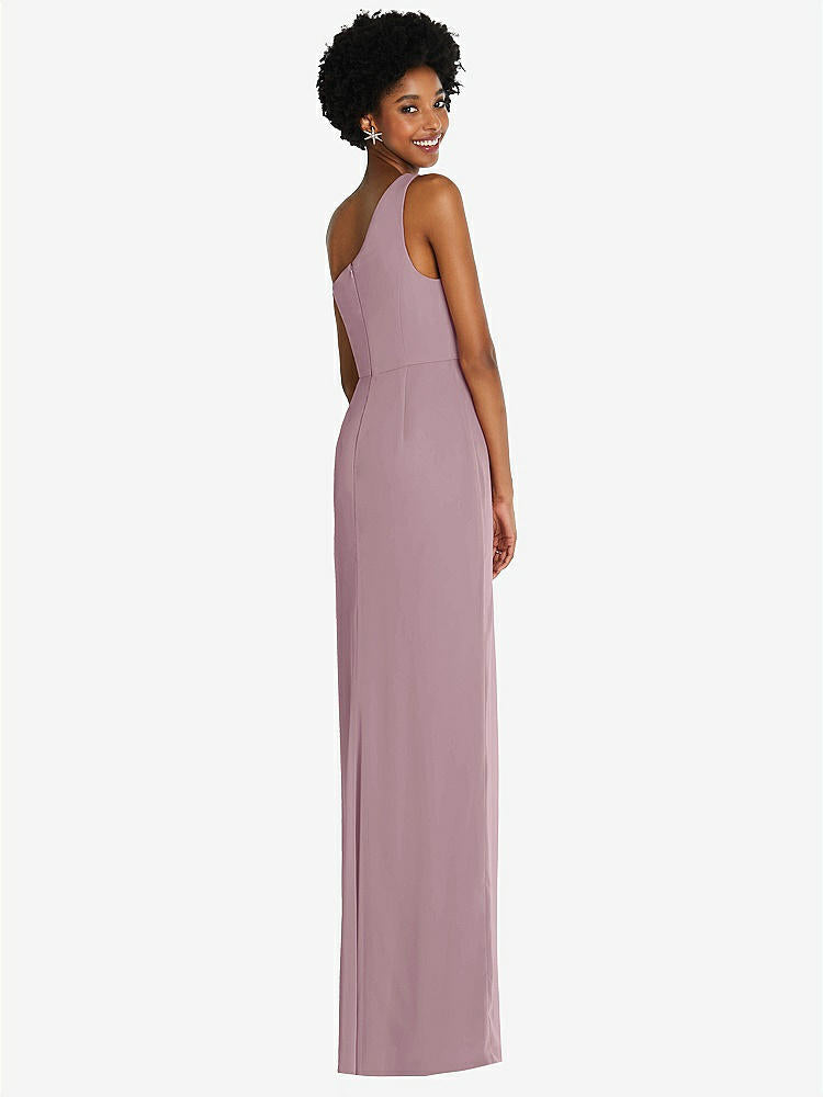 【NEW】【STYLE: TH014】ワンショルダー シフォン トランペット ガウン【COLOR: Dusty Rose】【SIZE: 00-30W】