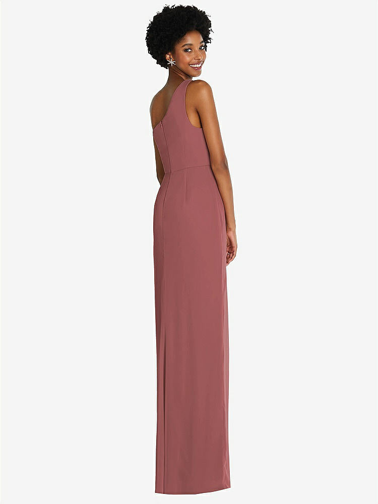 【NEW】【STYLE: TH014】ワンショルダー シフォン トランペット ガウン【COLOR: English Rose】【SIZE: 00-30W】