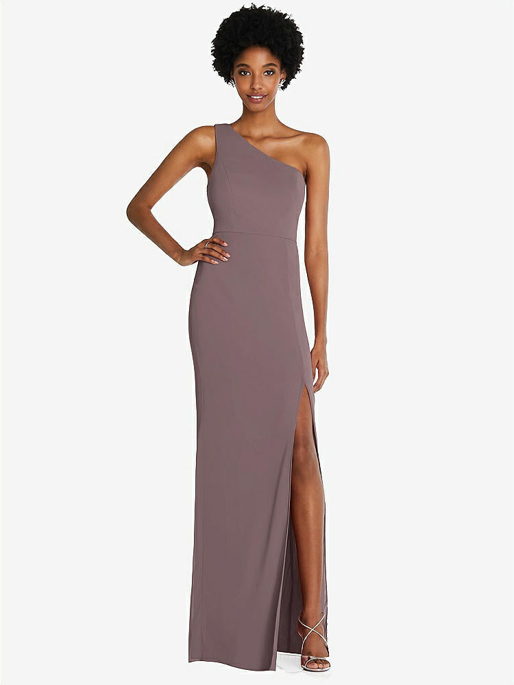 【STYLE: TH014】One-Shoulder Chiffon Trumpet Gown【COLOR: French Truffle】